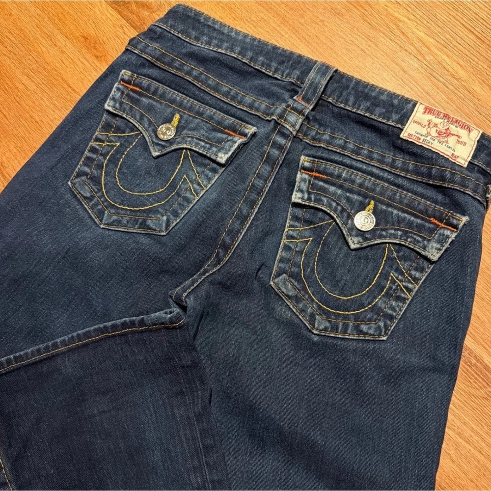 True Religion Becky‎ Bootcut Jeans Dark Wash Horseshoe Flap Pocket Size 27